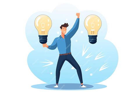 Premium AI Image | Light Bulb Moment Man in Flat Vector Illustration