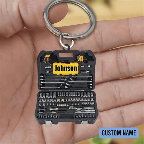 Personalized Mechanic Box 2d Keychain Custom Name Mechanic 2d Keychain