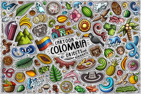 Set Of Colombia Traditional Symbols And Objects Stock Vector Adobe Stock