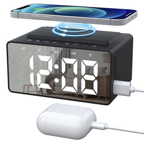 Alarm Clock Radio With Wireless Charging USB Port Bluetooth Speaker