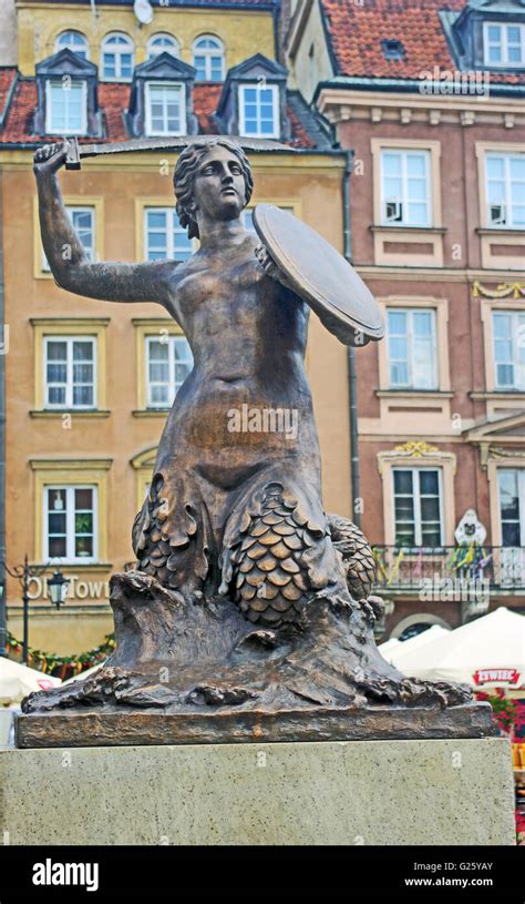 Mermaid Statue Old Town Square Warsaw Poland Stock Photo Alamy