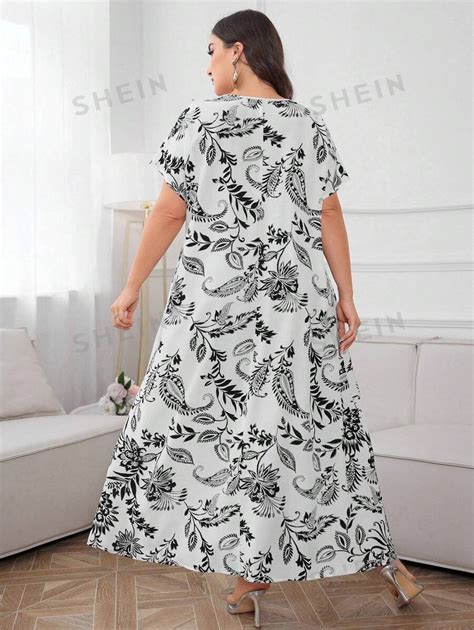 Shein Najma Plus Size Floral Print Arabian Dress Shein Usa