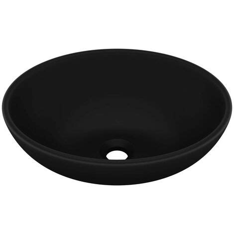 Vidaxl Lavabo Ovale De Luxe Noir Mat X Cm C Ramique