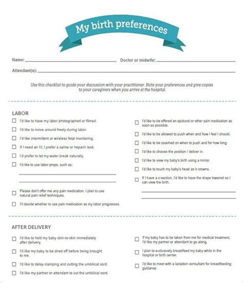 50 Free Birth Plan Templates Word Pdf Formats Creativetemplate