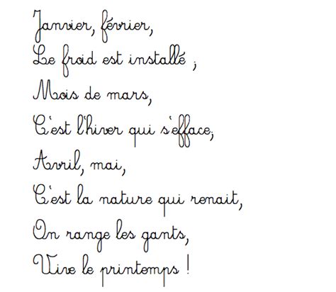 Poésie Sur Les Saisons Et Les Mois De Lannée Découverte Du Monde