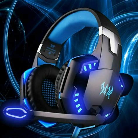 Blue Gaming Headset, Stereo Bass Surround Headset LED 3.5mm Headphone ...