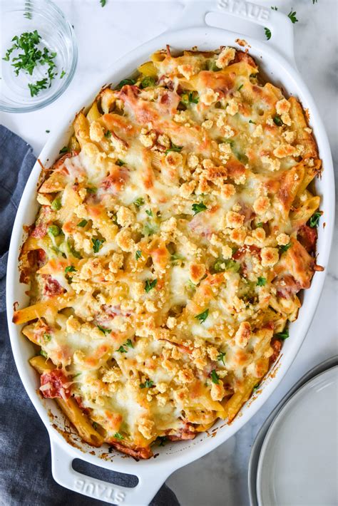 Creamy Pesto Pasta Chicken Bake With Peas Project Meal Plan