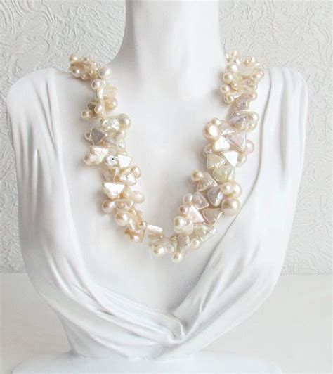 Baroque Freshwater Pearl Necklace For Woman Large Freshwater Etsy