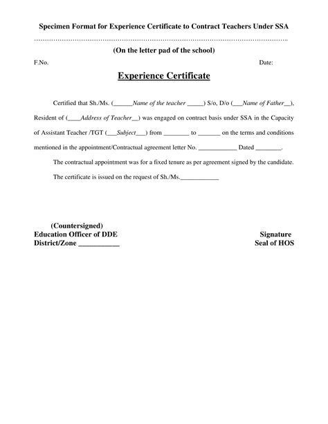 Experience Certificate Format Fasrtemplates