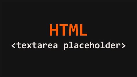 Textarea Placeholder Attribute Html Example Youtube