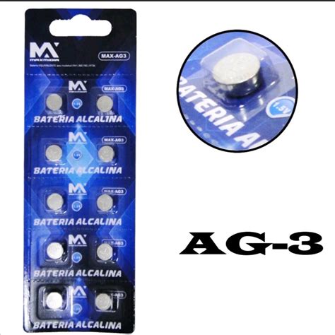 BATERIA ALCALINA AG3 lr41 CARTELA 10 PEÇAS 1 5v MAXMIDIA Shopee