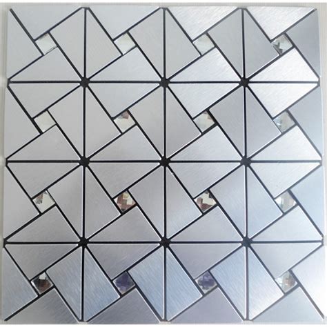 Metal Glass Mosaic Diamond Brushed Aluminum Alucobond Tile Kitchen Backsplash Silver Acp Mh Asj