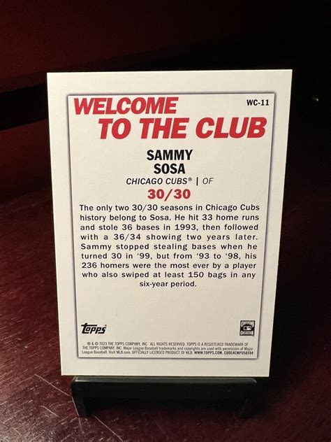 Topps Series Welcome To The Club Wc Sammy Sosa For Sale