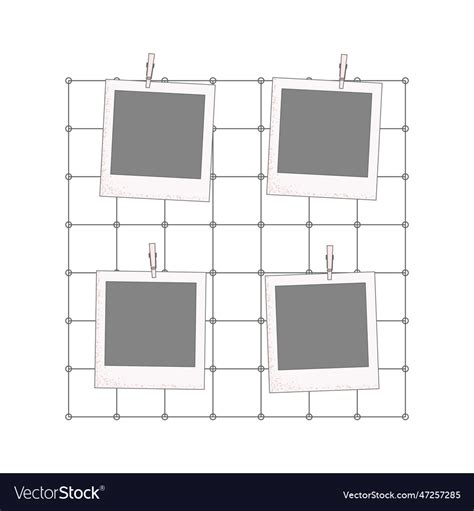 Metal wall grid photo template display board Vector Image