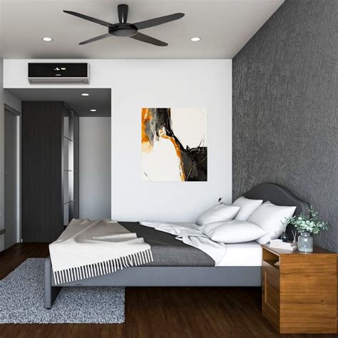 Dark Grey Accent Wall Paint Design For Bedrooms Livspace