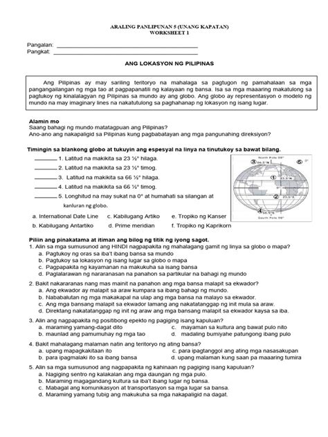 W1 Ap5 1q Lokasyon Ng Pilipinas Pdf