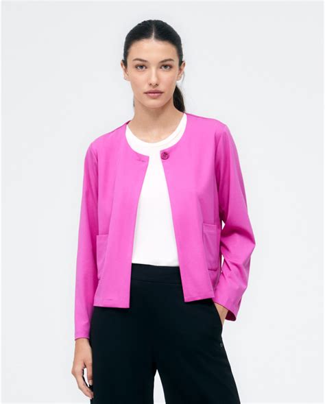 Chaqueta corta sin cuello Cierre con botón Lis Fucsia Color Fucsia