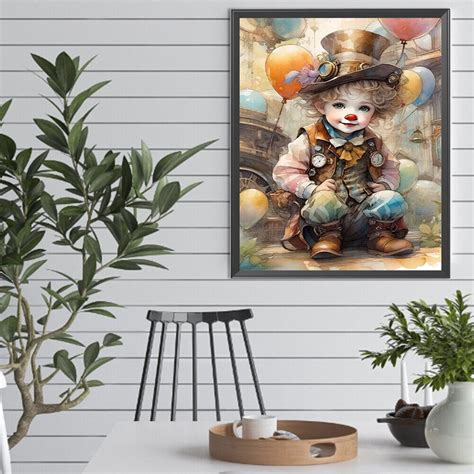 D Diy Full Square Drill Diamond Painting Clown Kit Home Decor Art