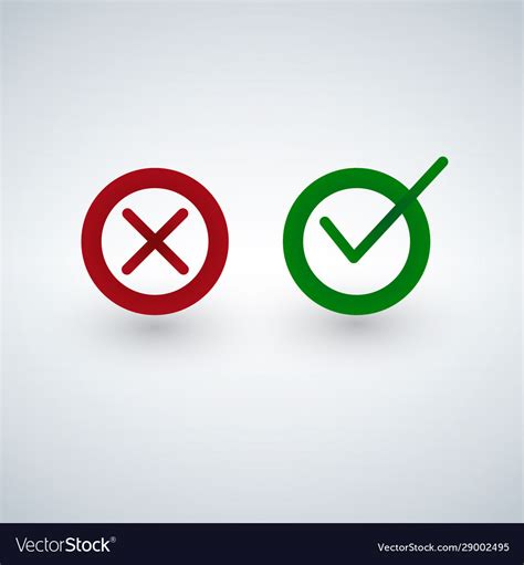 Tick And Cross Signs Green Checkmark Ok Red X Vector Image