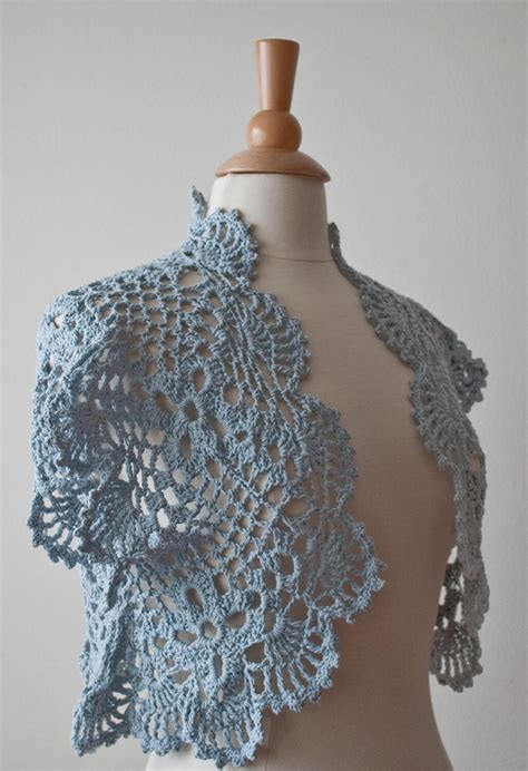 Blue Gray Crochet Shrug Bolero By Jutula On Etsy