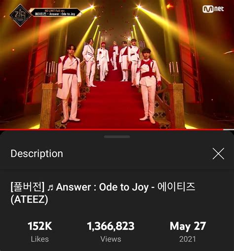 ATEEZ Updates On Twitter UPDATE Answer Ode To Joy Has Hit 1 3M