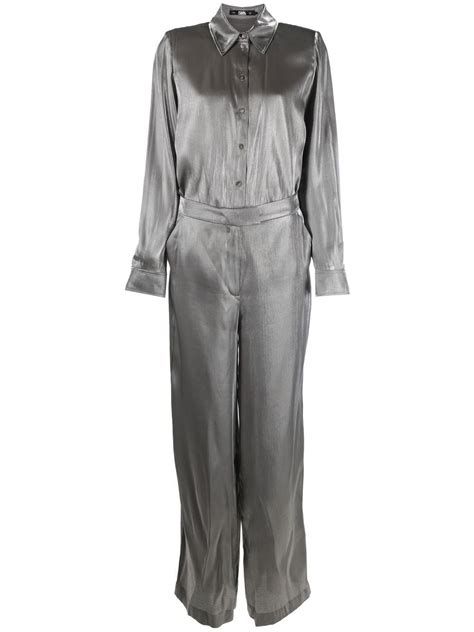 Karl Lagerfeld Iridescent Wide Leg Jumpsuit Farfetch