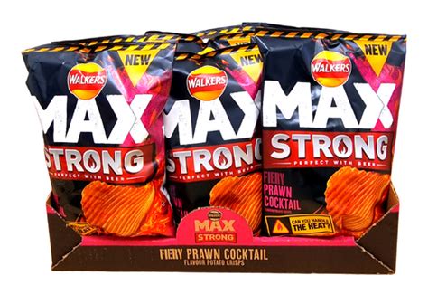 Box Of Walkers Max Strong Fiery Prawn Cocktail Crisps 9 X 140g