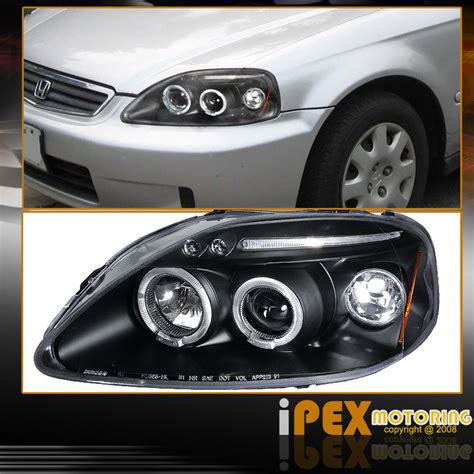 1999 2000 Honda Civic Angel Eyes LED Halo Projector Headlights