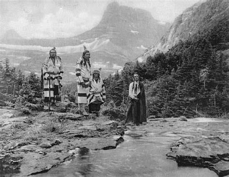 Blackfeet At Ptarmigan Falls Glacier National Park Circa