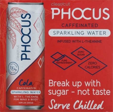 Phocus Caffeinated Cola Flavored Sparkling Water Cans Pk Fl