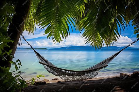 Premium Photo Photo Of Beach Landscape With Palm Trees And Hammocks