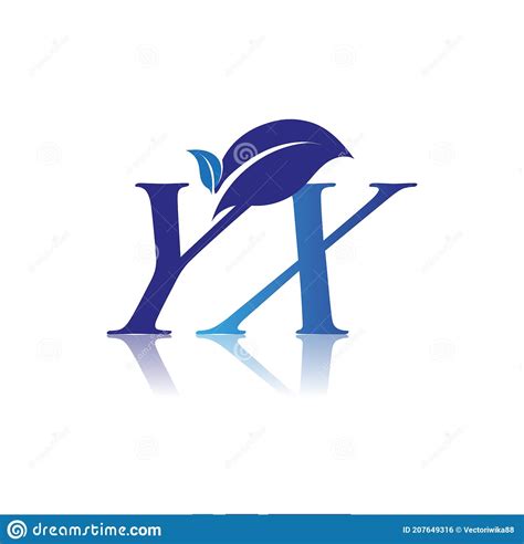 Letra Inicial Yx Con Logotipo De Hoja Color Azul Naturaleza Y Logotipo Ambiental Logotipo