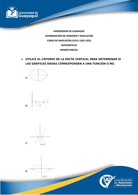 Primer Parcial Matemáticas Matematicas UG Studocu