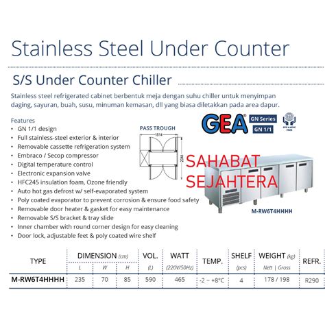 Jual GEA Stainless Steel Undercounter Chiller M RW6T4HHHH Chiller