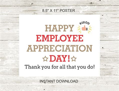 Employee Appreciation Day Poster Printable Employee Etsy