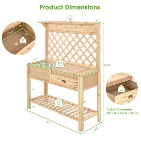 Gymax Wood Raised Garden Bed W Trellis Elevated Planter Box W Storage