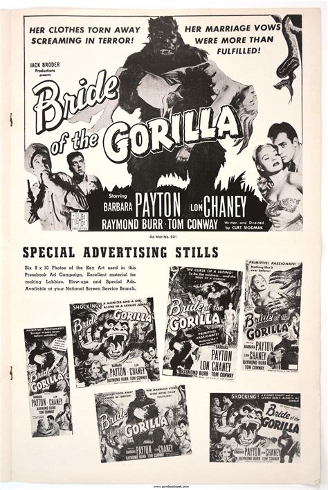 Bride Of The Gorilla 1951 Pressbook From Zombos Closet