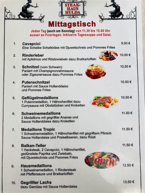 Speisekarte Von Steakhaus Hulda L Denscheid