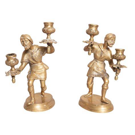 Pair Of Victorian Brass Figural Candlesticks David Neligan Antiques