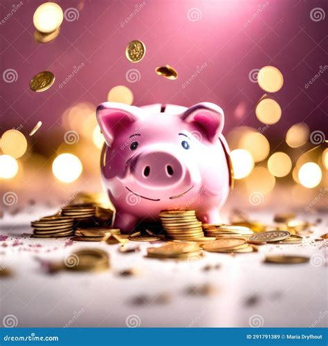 Pink Piggy Bank With Gold Coins Stock Illustration Illustration Of