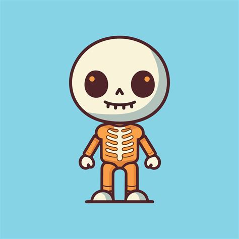 Cute halloween skeleton cartoon on blue background 25376198 Vector Art ...