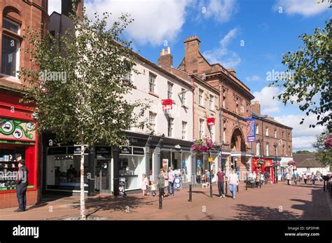 People walking in Scotch Street, Carlisle city centre, Cumbria, England ...