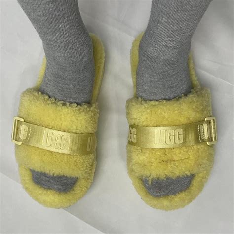 Neon Yellow Ugg Platform Slippers Depop