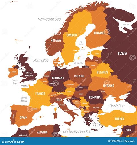 Mapa Europeo Color Naranja Marrón En Fondo Oscuro Alto Mapa Político