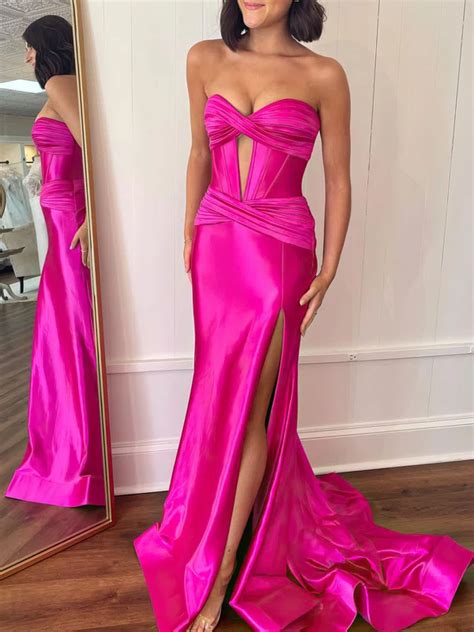 Trumpet Mermaid Sweetheart Silk Like Satin Sweep Train Prom Dresses