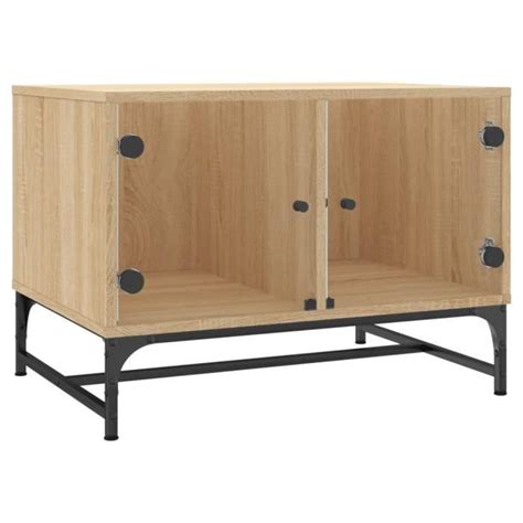 ZERODIS Table basse avec portes en verre chêne sonoma 68 5x50x50 cm