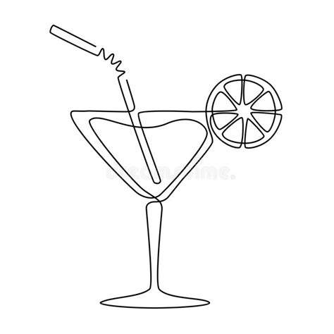 Cocktail Um a L pis Desenho Cont nuo Vetor Ilustração do Vetor