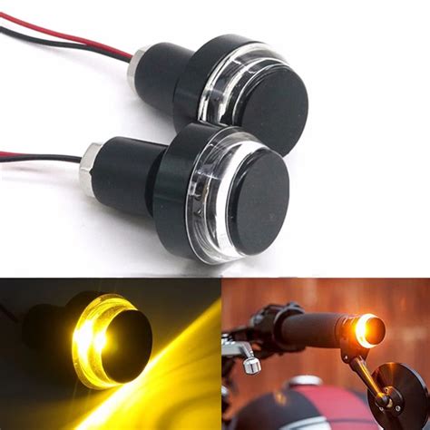 Sitaile Pcs Motorcycle Turn Signal Amber Led Handle Bar End Indicator