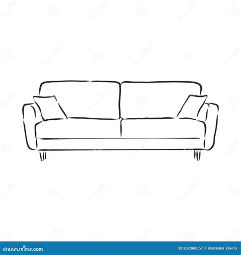 Sofa Outline Icon Couch Silhouette Furniture For Living Room Vector