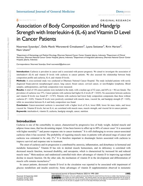 Pdf Association Of Body Composition And Handgrip Strength With